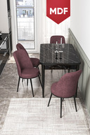 Table Black Marble Pattern Chair Rose Dust