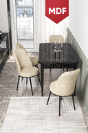 Table Black Marble Chairs Cream