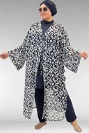 LEAF PATTERN ECRU-NAVY BLUE