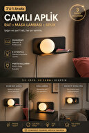 NİGA WALL LIGHT TABLE LAMP SHELF BLACK AND WHITE GLOBE