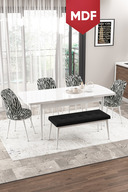 WHITE 4 ZEBRA CHAIR 1 BLACK BENCH