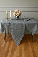 Brushless lace grey angelica on linen fabric