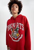 Defacto Kadın Kırmızı Harry Potter Lisanslı Oversize Kapüşonlu Uzun Kollu Sweatshirt V8679AZ21WN