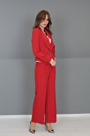ÖNDER ÖZSOY Mini Ceket & Bol Paça Pantolon Takım-kırmızı