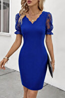 Blue Sleeve & Lace Detail