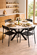 White Black Table- Black Chair