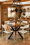 Pine Black Table- White Chair