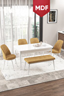 VİA WHITE 4 CAPPUCCINO CHAIR 1 CAPPUCCINO BENCH