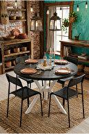 Black and White Table- Black Chair