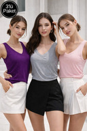 Gray Melange-Purple-Pink