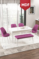VİA WHITE 4 PURPLE CHAIRS 1 PURPLE BENCH