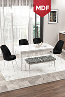 VİA WHITE 4 BLACK CHAIRS 1 ZEBRA BENCH