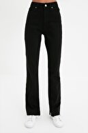 TRENDYOLMİLLA Siyah Yırtmaçlı Yüksek Bel Slim Flare Jeans TWOAW22JE0382