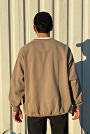 Flaw Wear Oversize Printed Brown Color Sweatshirt