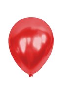 New Eco 10 Adet Kırmızı Sedefli Metalik Parlak Balon Helyum Gazı Uyumlu