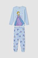 Defacto Kız Çocuk Frozen Lisanslı Pamuklu Uzun Kollu Pijama Takımı
