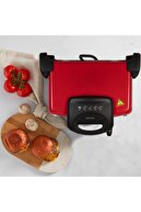 GoldMaster Trihot 3in1 Granit Çıkarılabilir Plaka Waffle ,ızgara, Kırmızı Tost Makinesi 6 Dilim