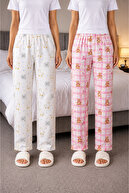 Duck Patterned And Pink Teddy Bear