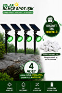 4 Green Led Dolomite Stone Gift Garden Spotlights