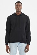 TRENDYOL MAN Siyah Erkek Kapüşonlu Regular Fit Sweatshirt TMNAW21SW1207