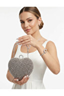 silver pearl heart evening dress