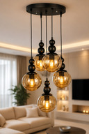 Black 5-LIGHT CHANDELIER HONEY GLOB