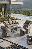 Grey Rattan Grey Fabric