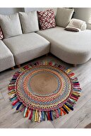Multicolored border with ethnic fringe