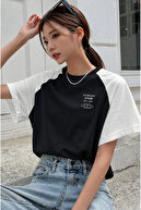 BLACK BODY-WHITE RAGLAN SLEEVE