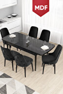 Black Marble Pattern Table, Black Chair