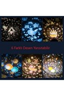 FABESS Lüx Galaksi 6 Farklı Resimli Dönen Star Master Şarjlı Çocuk Odası Gece Lambası