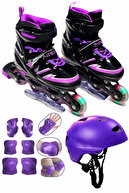 Black-Purple  Cool Wheels with Helmet Set