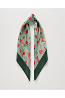 Flower Patterned Satin Scarf
