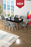 Table Black Marble Pattern Chair with Zebra Pattern
