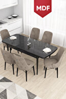 Black Marble Pattern Table, Cappuccino Chair