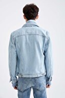 Defacto Slim Fit Yırtık Detaylı Jean Ceket