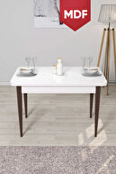 Table White Legs Walnut