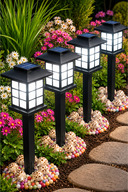 4 Lamps decorated with colorful stones and seashells