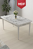Table White Marble Patterned Legs White