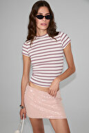 Ecru Burgundy Striped