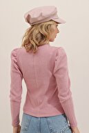 Trend Alaçatı Stili Kadın Gül Kurusu Prenses Kol Yarım Balıkçı Kaşkorse Bluz ALC-X5042
