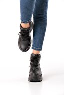 Shoe Miss Visby 10 cm Gizli Dolgu Topuk Siyah Spor Ayakkabı