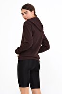 Roop Fabric Kapüşonlu Kanguru Cep Sweatshirt Kahverengi