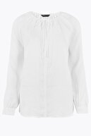 Marks & Spencer Kadın Beyaz Uzun Kollu Popever Bluz T43008809