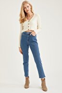 Defacto Kadın Mavi Vintage Slim Fit Yüksek Bel Jean Pantolon S8496AZ20AU