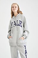 Defacto Yale University Kapüşonlu Oversize fit Kanguru Cepli Sweatshirt