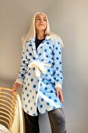 Pijamaevi Point Desenli Peluş Polar Kadın Sabahlık