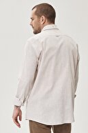 Altınyıldız Classics Erkek Bej Tailored Slim Fit Dar Kesim Düğmeli Yaka %100 Pamuk Gömlek