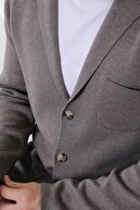 Ferraro Erkek Kahverengi Melanj Üç Düğmeli İnce Pamuk Triko Ceket
