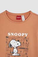 Defacto Kız Çocuk Snoopy Lisanslı Uzun Kollu Pamuklu Pijama Takım